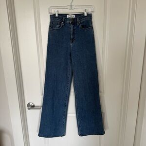 just black denim high rise wide leg stretch jeans - 25 NWOT